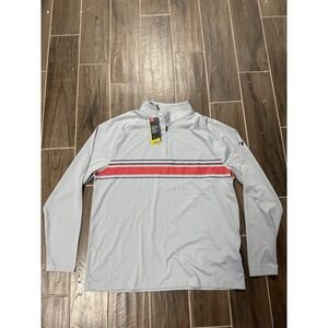 Under Armour Golf Shirt Mens 2XL Grey Quarter Zip UPF 50 Pullover Performance